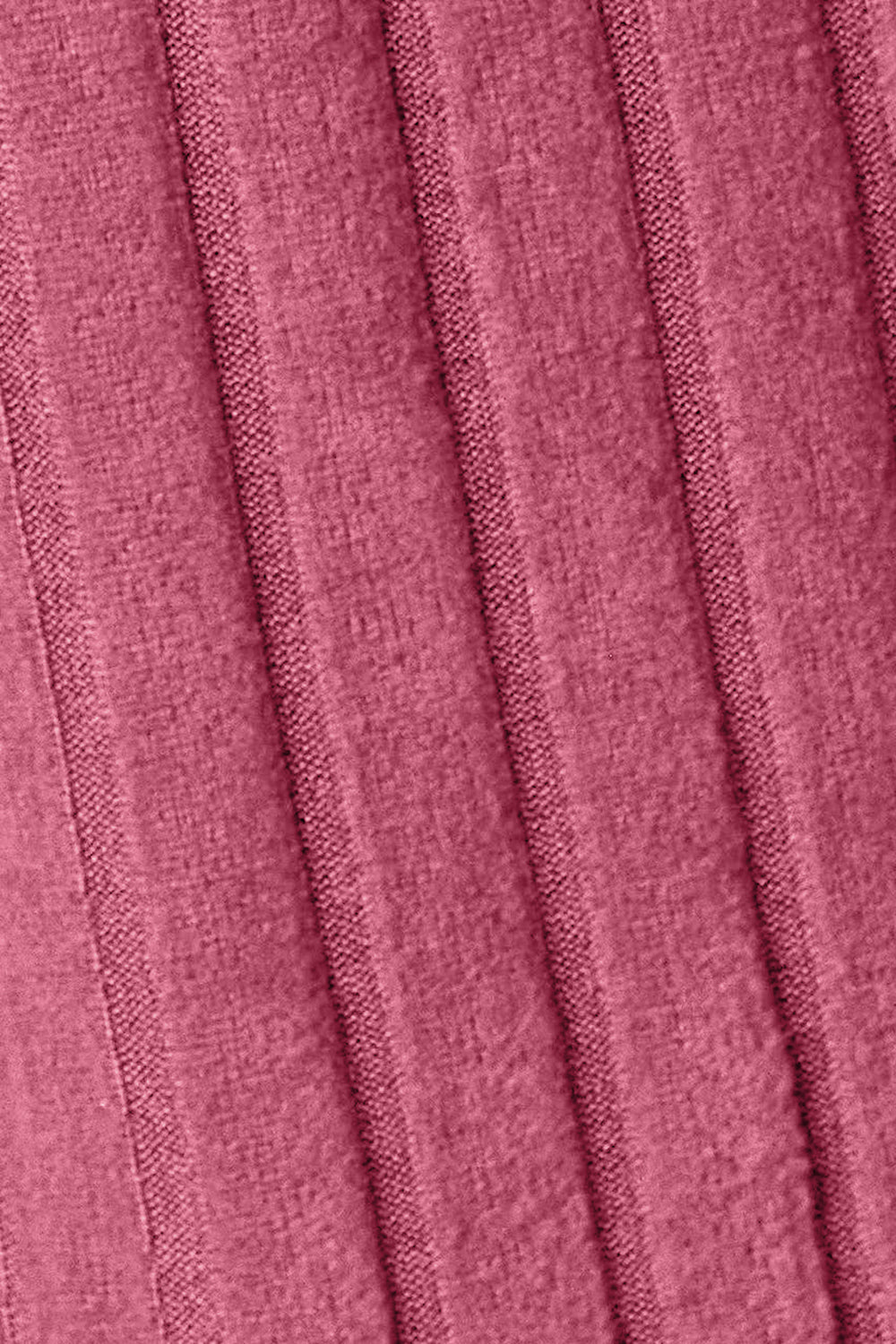 A close-up of the Basic Bae Full Size Hooded Sweater Cardigan in deep pink showcases its opaque stretch fabric with vertical pleats.