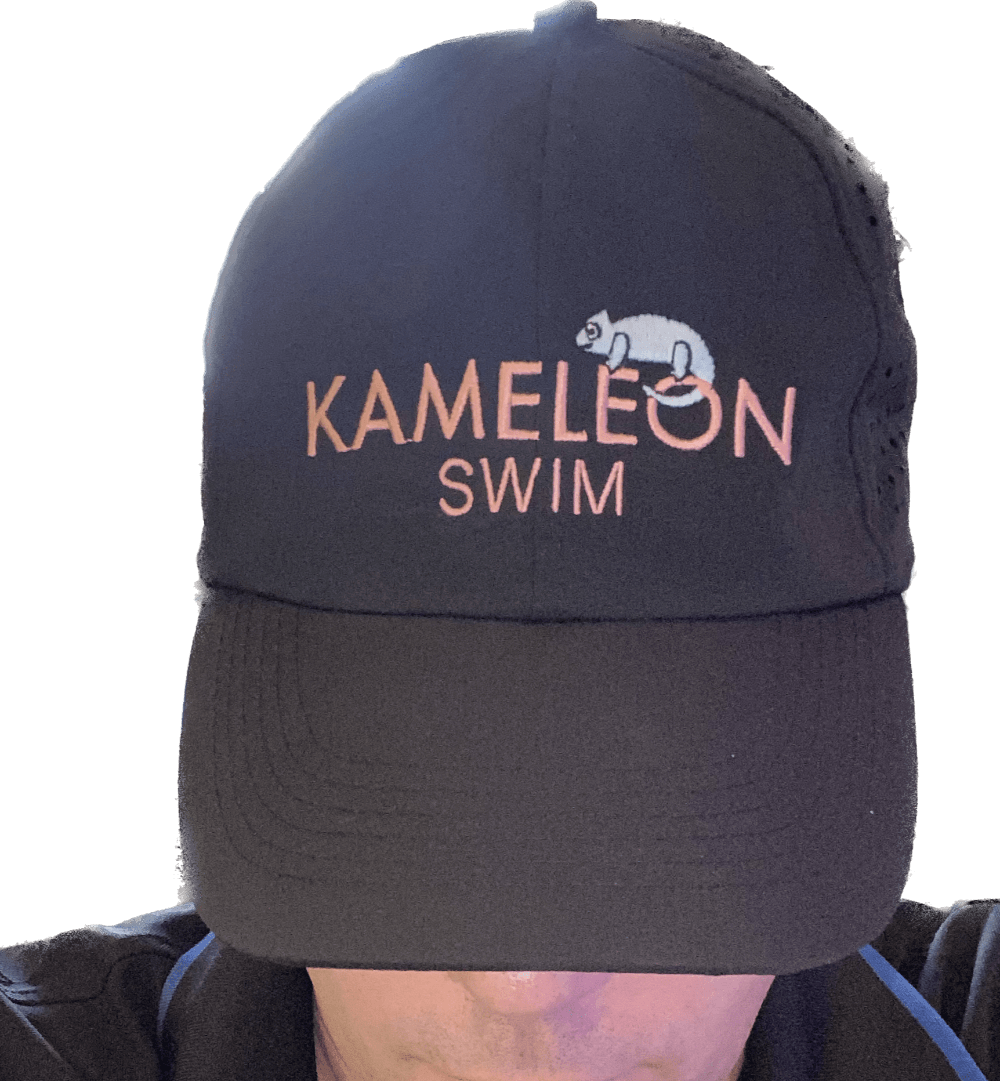 Ball cap where the chameleon changes color when introduced to uv light.  Kameleon Swim