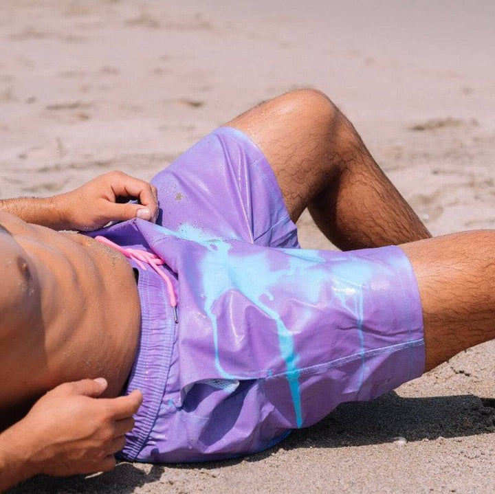 Berry punch or also known as berry blast Kameleon color changing swim trunks. These trunks are transforming from purple to blue. Kameleon Swim