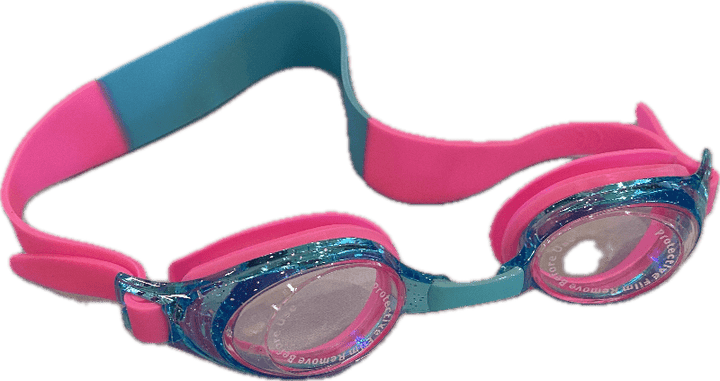 Kids pink and blue fun colored goggles for swimming eye protection. Kameleon Swim